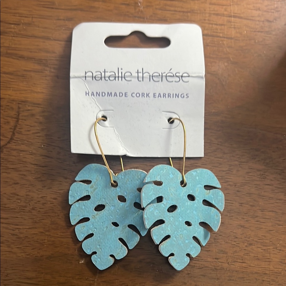 Natalie Therése Blue Leaf Earrings